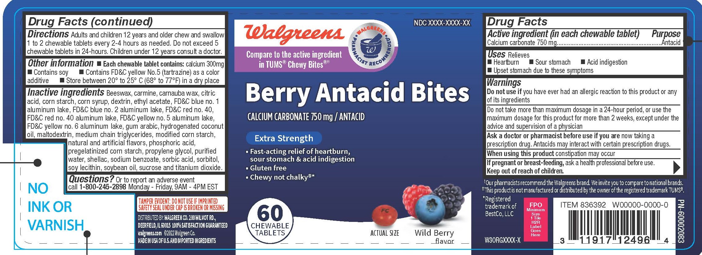 Pill Identifier Walgreens Wild Berry Antacid Chews Size, Shape